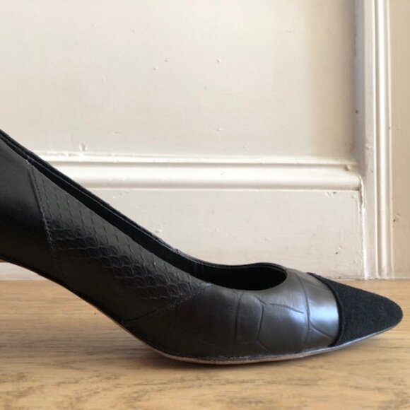 COACH LEATHER AND SUEDE POINTY PUMPS - Picture 3 of 6